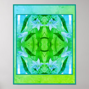 Delicate Lily Flowers Distressed Abstract Poster