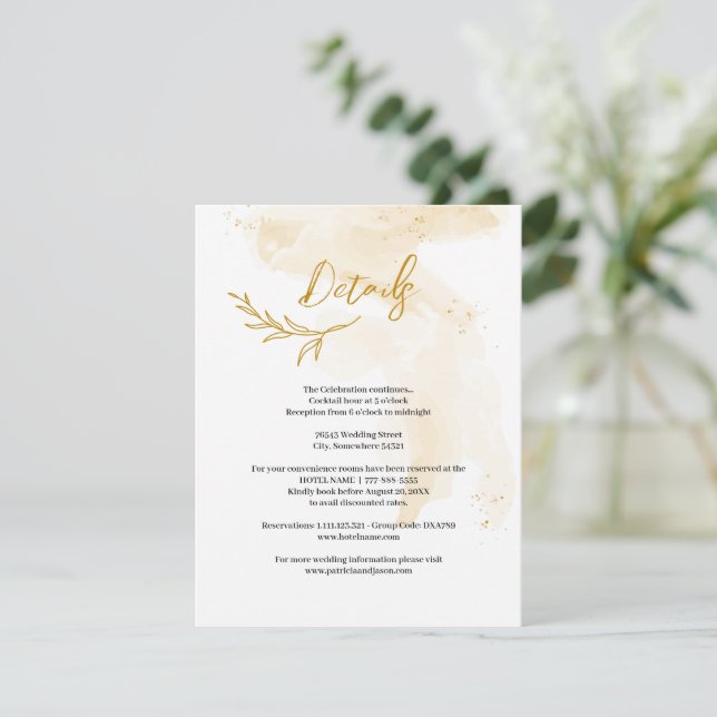 Delicate linear leaves Details Enclosure Card (Standing Front)