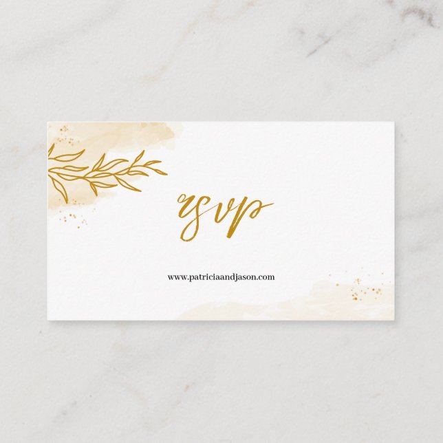 Delicate linear leaves Wedding RSVP Enclosure Card (Back)