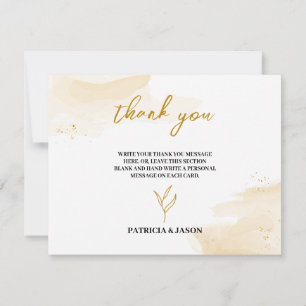 Delicate linear leaves Wedding Thank You Card