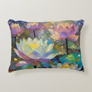 Delicate Lotus Flowers Blossoming in the Snow Decorative Cushion