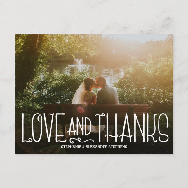 Delicate Love and Thanks Wedding Thank You Card (Front)