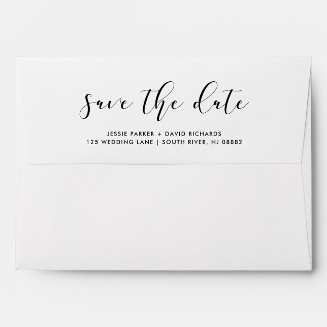 Delicate Love | Elegant Calligraphy Save the Date Envelope (Back (Top Flap))