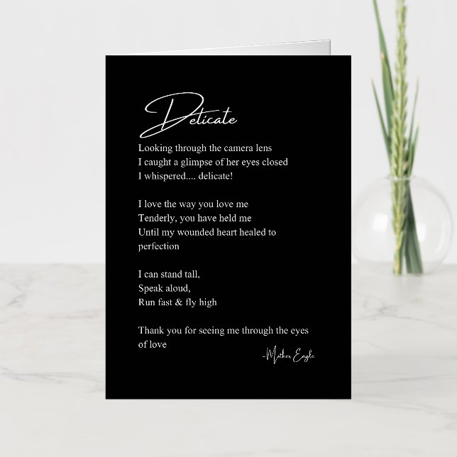 Delicate Love Poem Poetry  Foil Greeting Card (Front)