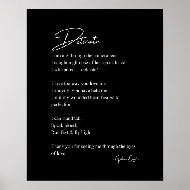 Delicate Love Poem Poetry Wall Art Poster Decor  (Front)