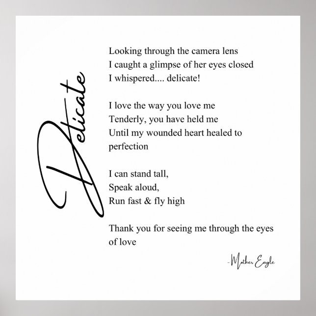 Delicate Love Poem Poetry Wall Art Poster Decor  (Front)