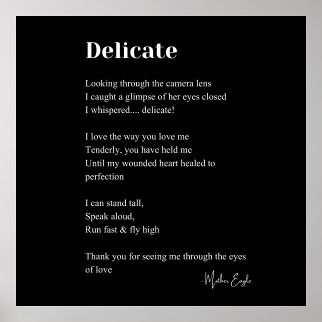 Delicate Love Poem Poetry Wall Art Poster Decor  (Front)