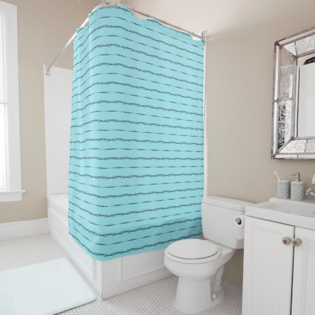 Delicate Luxury Pattern Turquoise Shower Curtain (In Situ)
