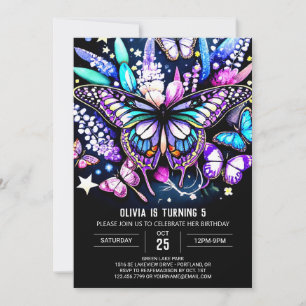Delicate Magical Digital Butterfly Birthday Invitation