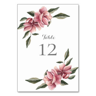Delicate Magnolia Pink & Blush Table Card