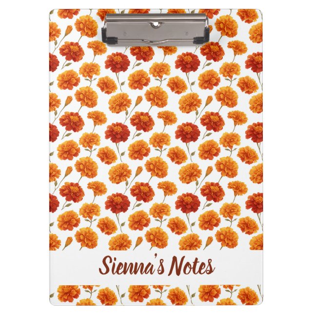 Delicate Mariold Pattern Name Clipboard (Front)