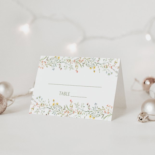 Delicate Meadow Wild Flower Spring Wedding  Place Card (Creator Uploaded)