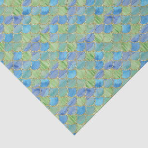 Delicate Mermaid Scales Gold Blue & Mint Green   Tissue Paper