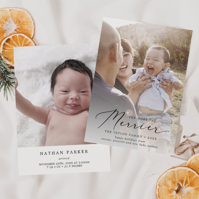 Delicate Merrier Christmas Birth Announcement (Creator Uploaded)