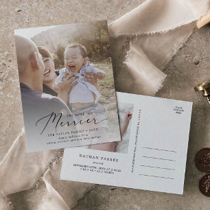 Delicate Merrier Christmas New Baby Birth Holiday Postcard