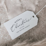 Delicate Merry Christmas Family Holiday Gift Tags<br><div class="desc">These delicate Merry Christmas family holiday gift tags are perfect for a modern holiday present. The romantic minimalist design features lovely and elegant black typography on a white background with a clean and simple look. Personalise them with your name.</div>