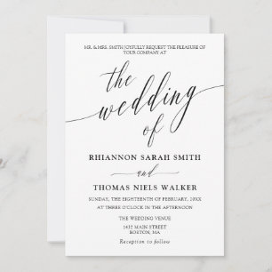 Delicate Minimalist Calligraphy Wedding Invitation