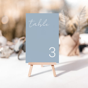 Delicate Minimalist Dusty Blue Table Number Cards