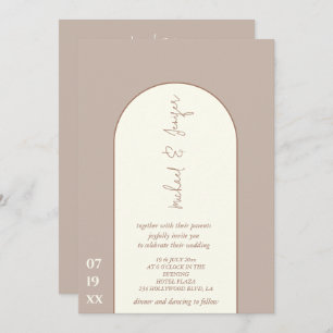Delicate minimalist neutral arch all in one invitation