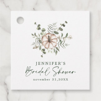 Delicate Minimalist Rustic Pumpkin Bridal Shower Favour Tags