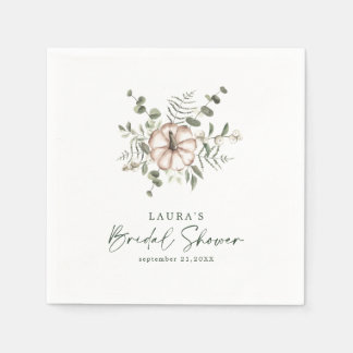 Delicate Minimalist Rustic Pumpkin Bridal Shower Napkin