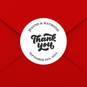 Delicate Minimalist Thank You Wedding Favour Classic Round Sticker