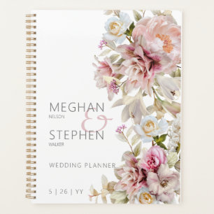 Delicate Modern Pink Blush Rose & Lily Wedding Planner