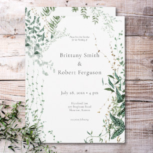 Delicate Modern Tropical Rainforest Foliage Invitation