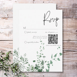 Delicate Modern Tropical Rainforest Foliage QR RSVP Card