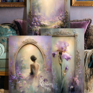 Delicate Moments Iris Ballerina Garden Lavender Wrapping Paper Sheet