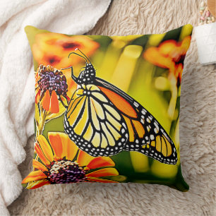 Delicate Monarch Butterfly Bloom Design Cushion