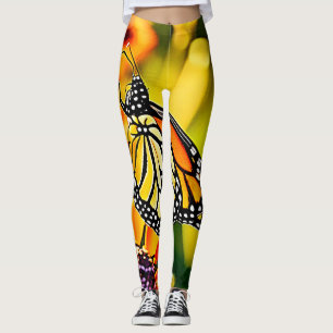 Delicate Monarch Butterfly Bloom Design Leggings