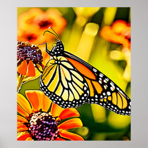 Delicate Monarch Butterfly Bloom Design Poster