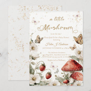Delicate Mushroom Berry Baby Shower Invitation