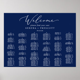 Delicate Navy Blue 130 Guests Seating Chart