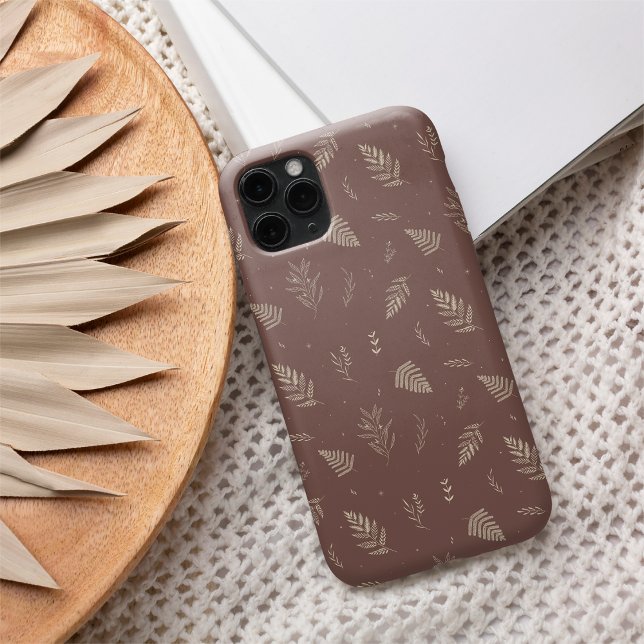 Delicate Neutral Botanical Leaves Pattern Case-Mate iPhone Case (Creator Uploaded)