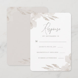 Delicate Neutral Floral and Foliage Wedding Rsvp