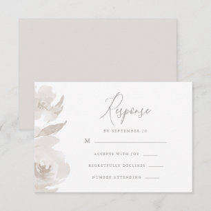 Delicate Neutral Floral and Foliage Wedding Rsvp