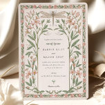 Delicate Nouveau Wedding Dragonfly Floral Invitation<br><div class="desc">This delicate wedding invitation features an enchanting Art Nouveau design, adorned with a beautifully detailed dragonfly and floral motifs in soft pastel shades of green, pink, and cream. The front of the card highlights the intricate dragonfly artwork, surrounded by elegant floral patterns and organic shapes, creating a serene and sophisticated...</div>