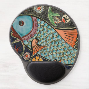 Delicate Ocean Mosaic Coastal Koi Fish Gel Mouse Mat
