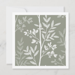 Delicate Olive Green Floral Stripe Art Card