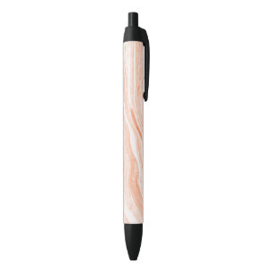 Delicate Orange And White Marble Stone Black Ink Pen
