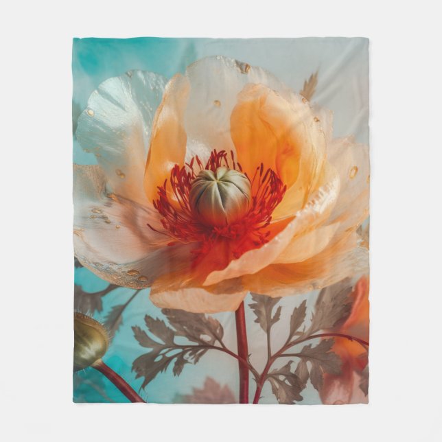 Delicate Orange Flower  Fleece Blanket (Front)