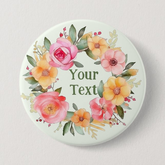 Delicate Orange Flower Wreath Lapel Emblem 7.5 Cm Round Badge (Front)