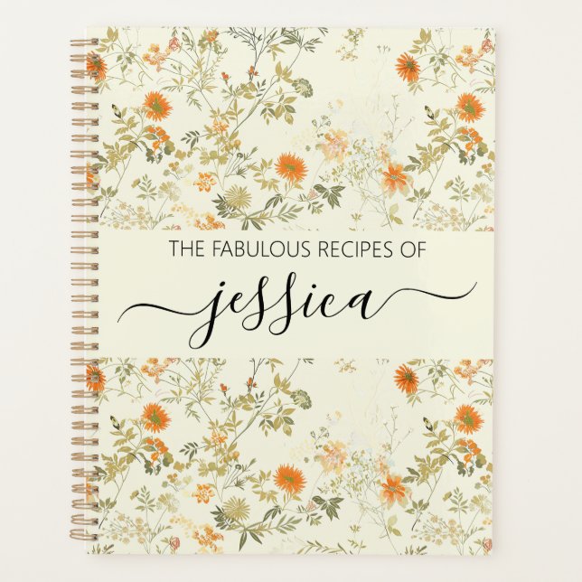 Delicate orange wildflowers script name Recipe Planner (Front)