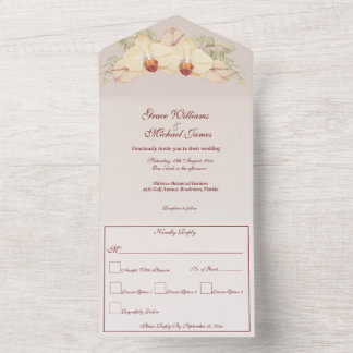 Delicate Orchid Flower All In One Invitation