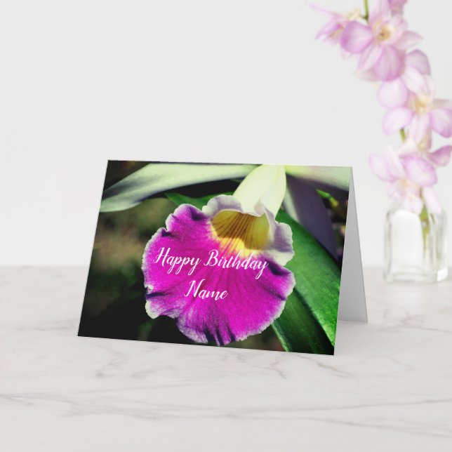 Delicate Orchid Flower Personalised Birthday  Card (Orchid)