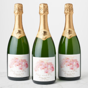 Delicate Orchid Watercolor Mrs. and Mr. Floral Sparkling Wine Label