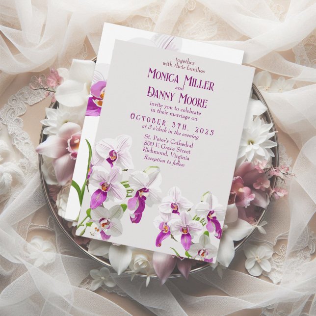 Delicate Orchids Daytime Wedding Invitation (Creator Uploaded)
