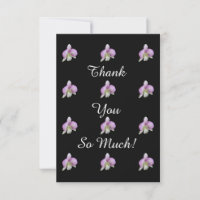 Delicate orchids on a black thank you card